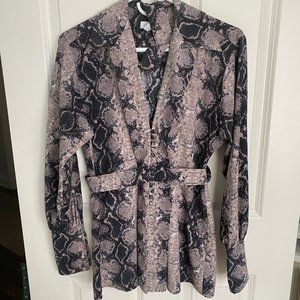 Snake Print Plunge Blouse Topshop